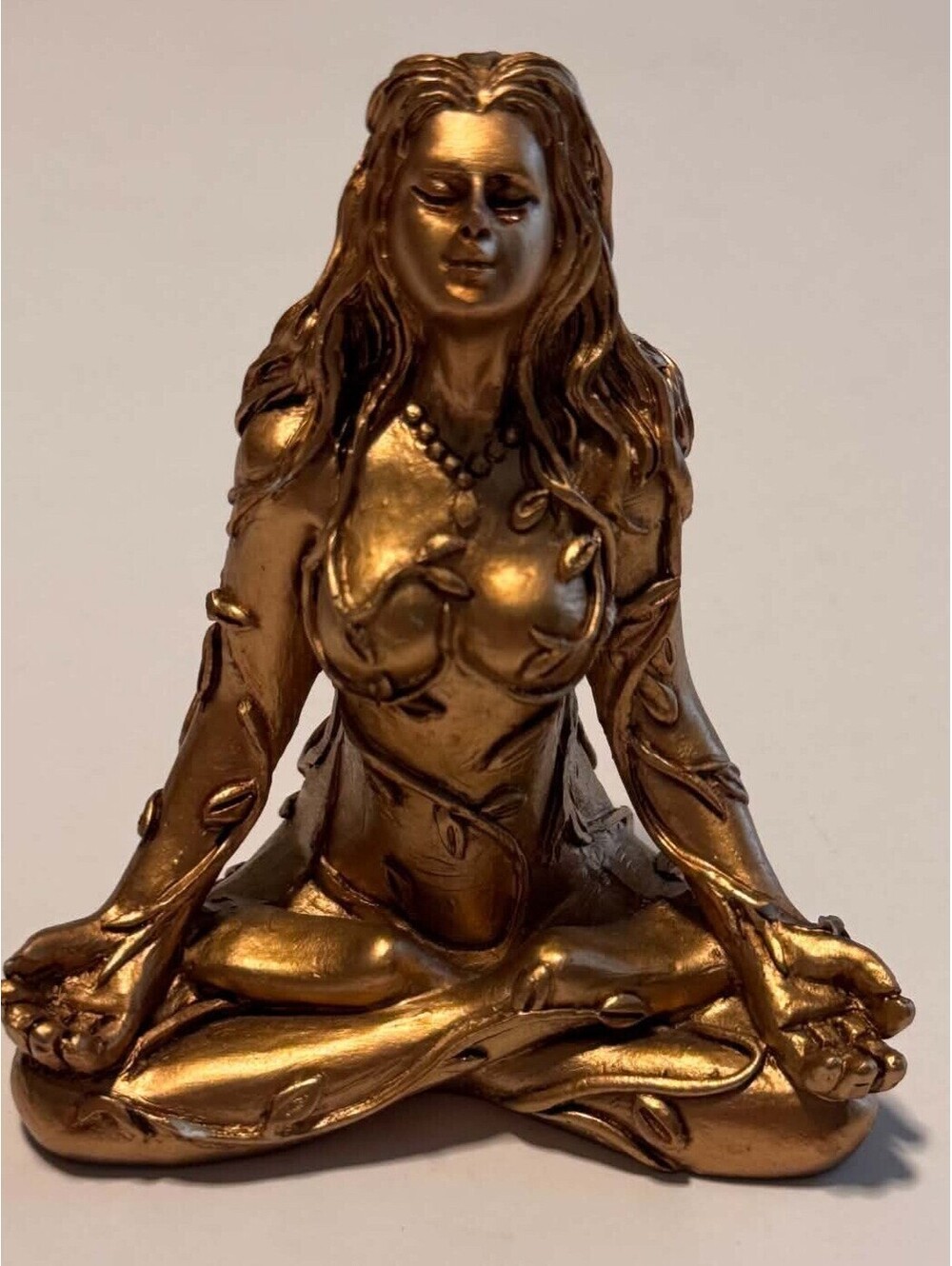 Mother Earth Gaia Sitting Pose Lotus 3”x3”Veronese Statue. Resin.